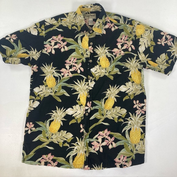 Cooke Street Honolulu Other - Cooke Street Honolulu Men's M Short Sleeve Hawaiian Shirt Black Yellow Hibiscus